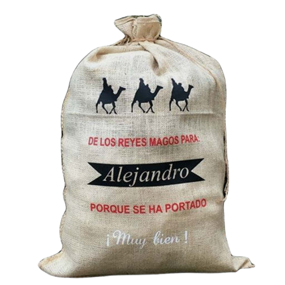 Saco Reyes Magos de yute personalizado 3