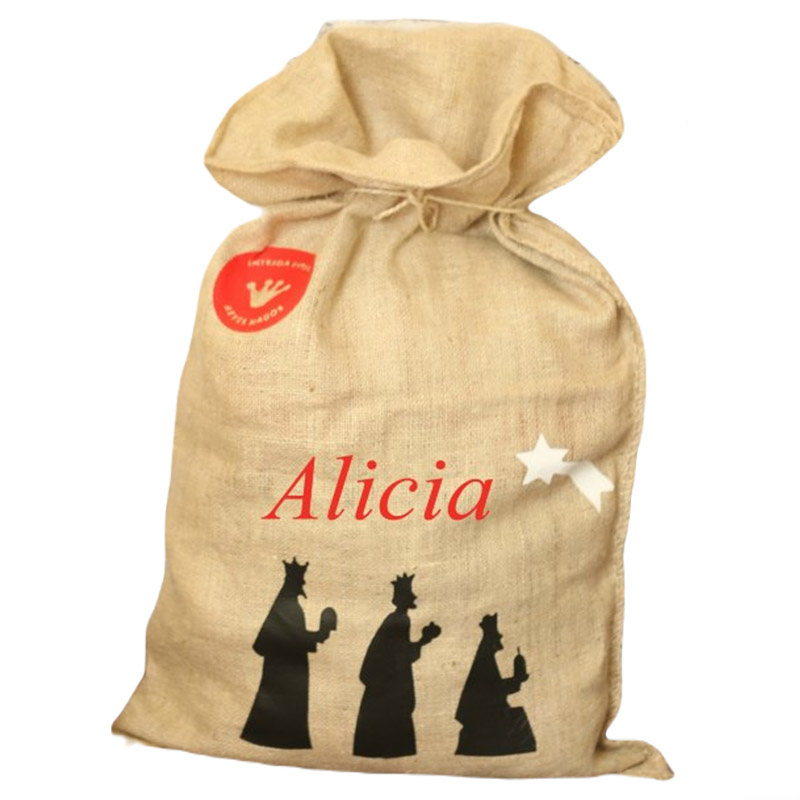 Tape Pink Saco Reyes Magos personalizado de yute
