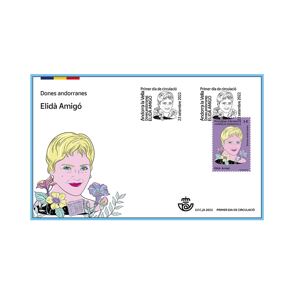 Sobre Primer Día Elidá Amigó Correos con ilustraciones