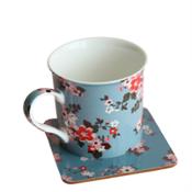 miniatura Taza de porcelana con posatazas