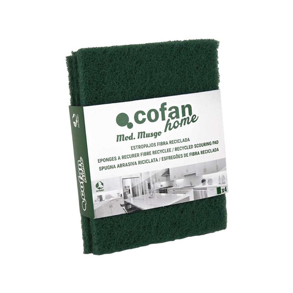 Pack 4 Estropajos verdes 100% fibra modelo Musgo