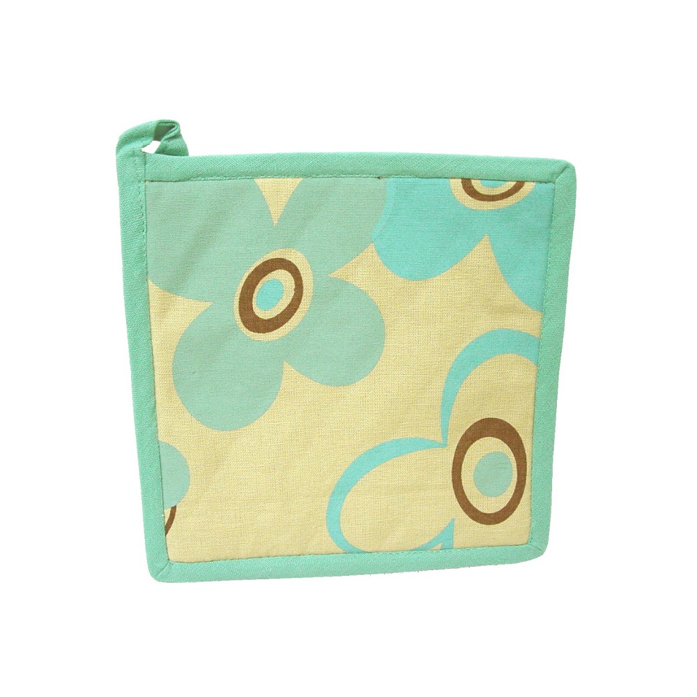 Agarrador de tela estampado floral beige verde