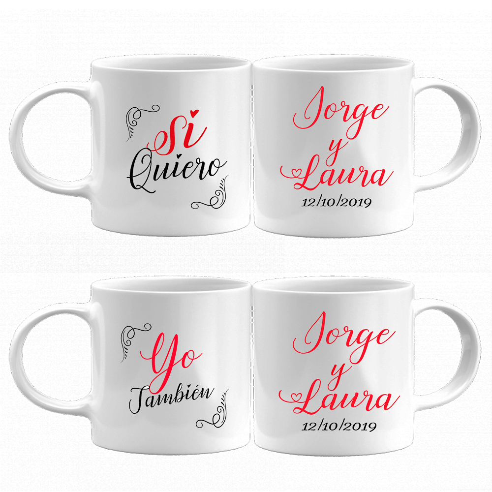 Tape Pink Set de 2 tazas Sí Quiero & Yo También