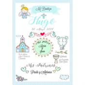 miniatura Lienzo personalizado de bautizo en lienzo azul