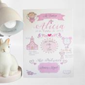 miniatura Lienzo personalizado de bautizo en lienzo rosa