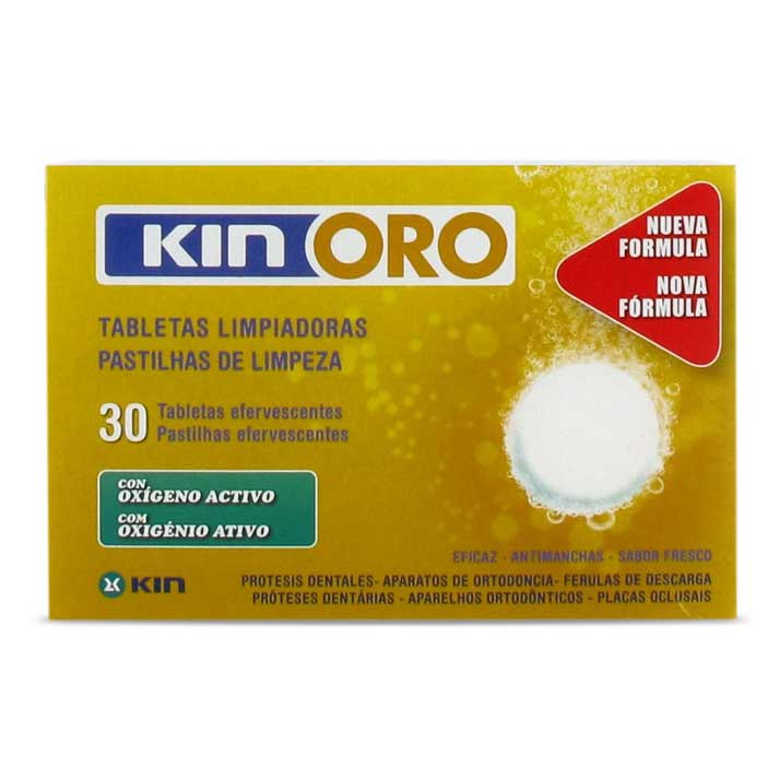 Kin Kin Oro Tabletas Limpiadoras Limpieza Protesis Dental 30 Tabletas