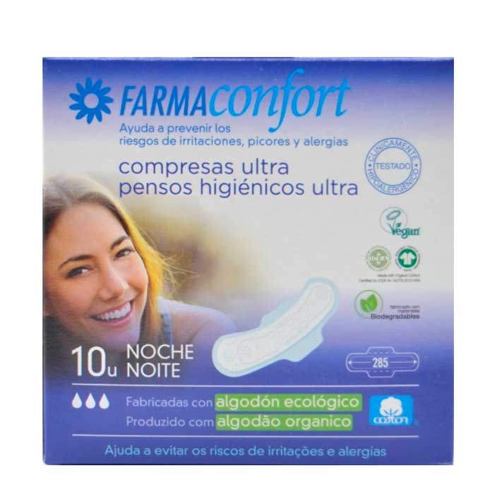 Farmaconfort Farmaconfot Compresa Ultra Noche 10 U Algodon
