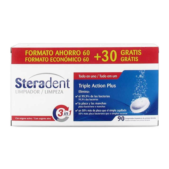 Steradent Steradent Triple Accion Plus Limpieza Protesis Dental 60+30 Comp