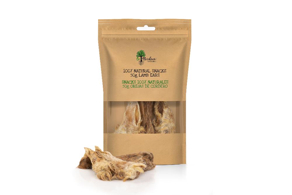 Bimordiscos Snack Natural - Orejas de Cordero para Perros (50 gramos)