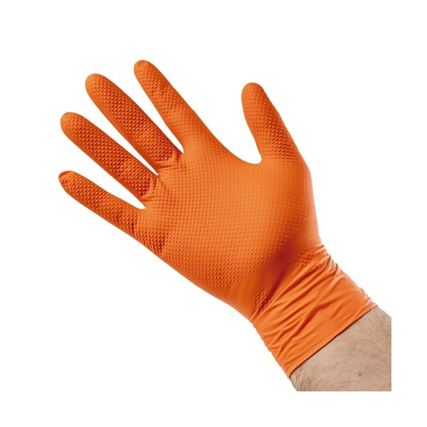 Guantes de nitrilo diamantado naranjas