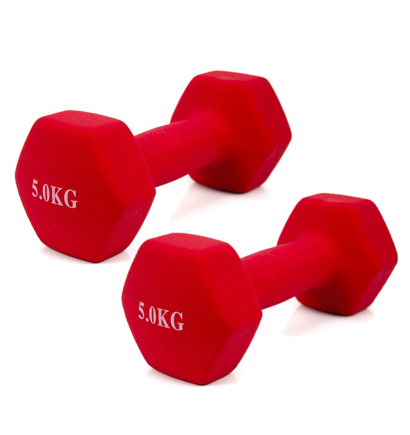 Ded Dos Mancuernas de 5 Kg. Color rojo.