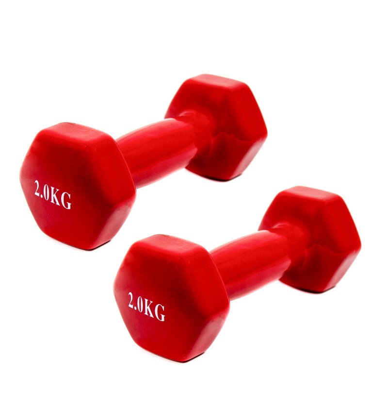 Ded Dos Mancuernas de 2 Kg. Color rojo.