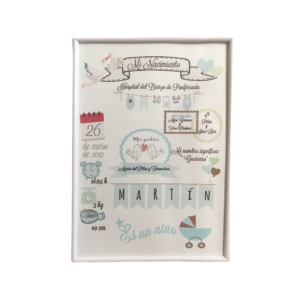 Cuadro nacimiento bebé personalizado