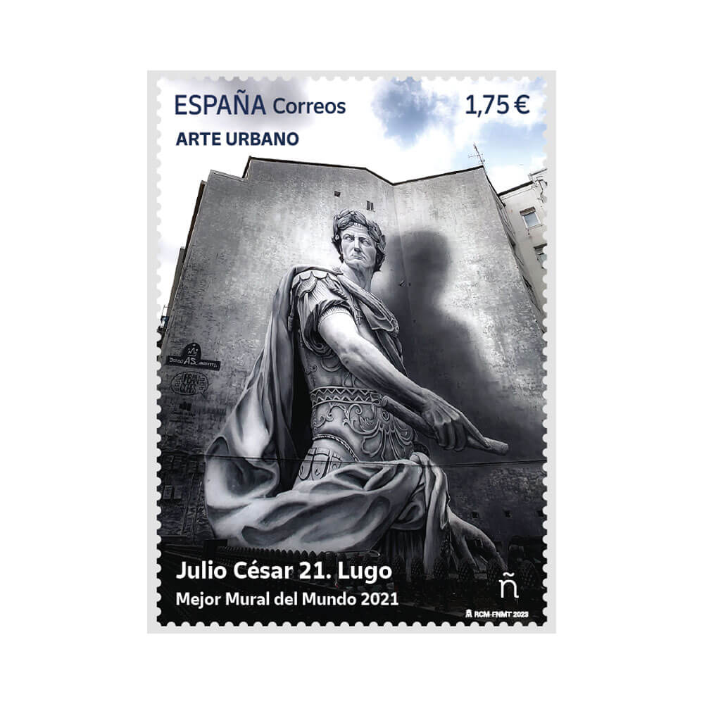 Sello Arte urbano. Mejor mural del mundo 2021. Mural Lugo Correos arte urbano para coleccionar
