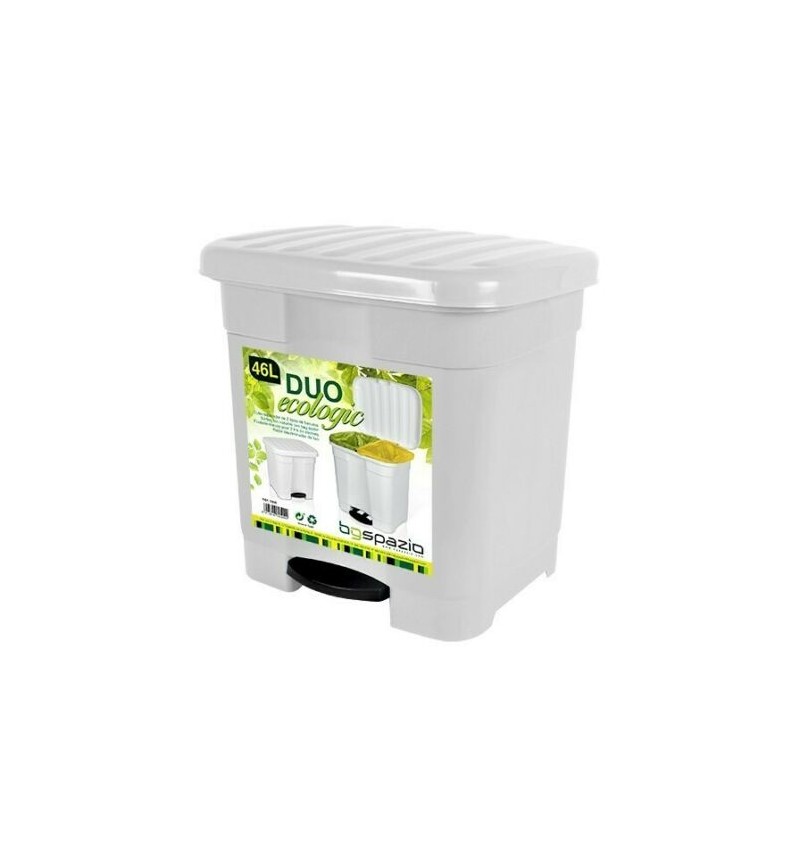 BgSpazio Cubo de basura blanco papelera duo clasificador 46 Litros ecologic 2 en 1