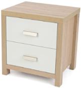 miniatura Mesita de noche 2 cajones color cambría blanco y guías metálicas
