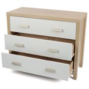 miniatura Cómoda 3 cajones color cambria blanco y guías metálicas