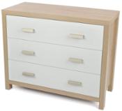 miniatura Cómoda 3 cajones color cambria blanco y guías metálicas