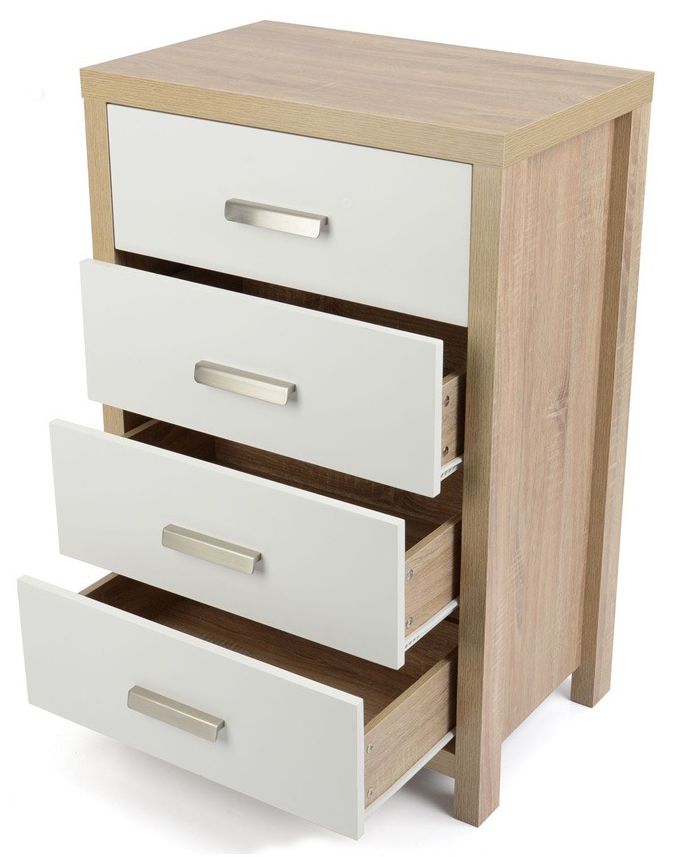 Sinfonier 4 cajones color cambria blanco y guías metálicas