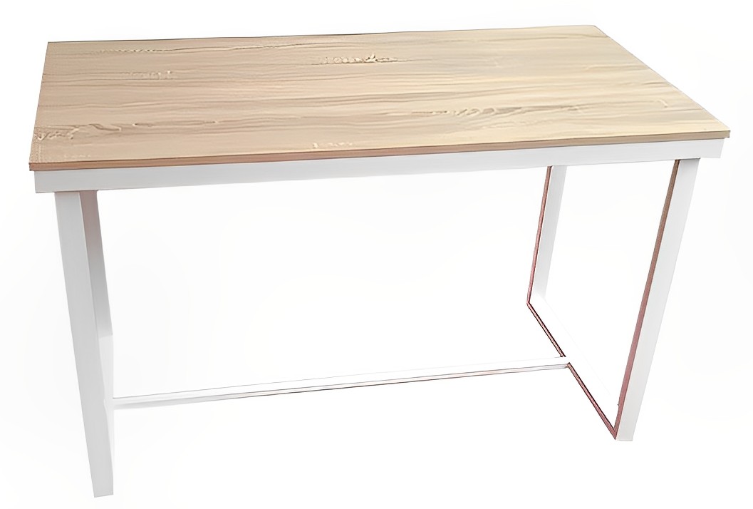 Mesa Despacho - Ordenador 120 cm Con patas de acero metálico y tapa de madera