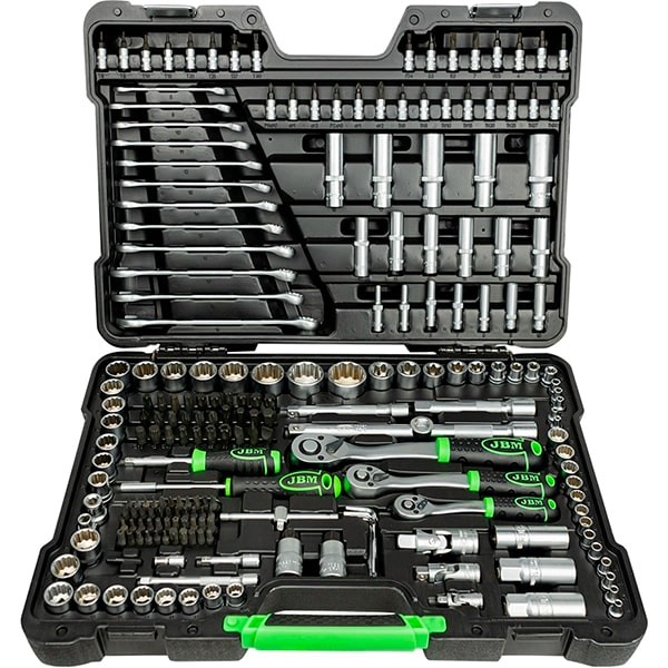 JBM Maletín de herramientas de 216 piezas con vasos de 12 cantos cincados