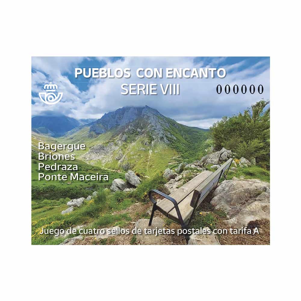 Sellos pueblos con encanto (2023) Bagergue, Briones, Pedraza y Ponte Maceira Correos