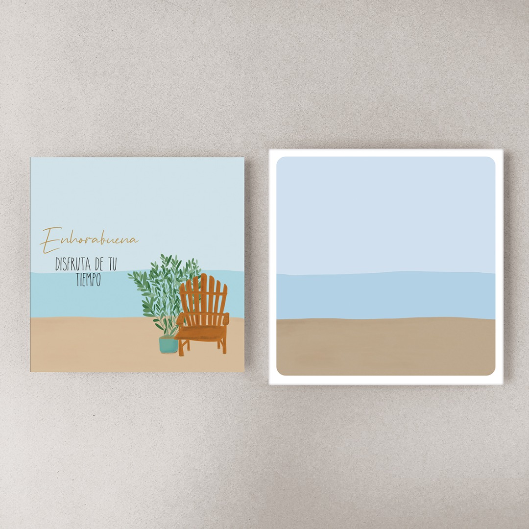 Tarjeta jubilación enhorabuena. Disfruta de tu tiempo para desear lo mejor