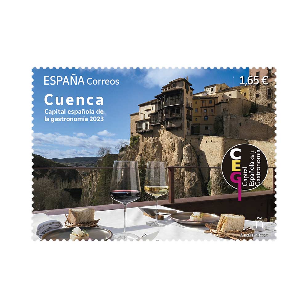 Sello capital española de la gastonomía. Cuenca Correos para coleccionar