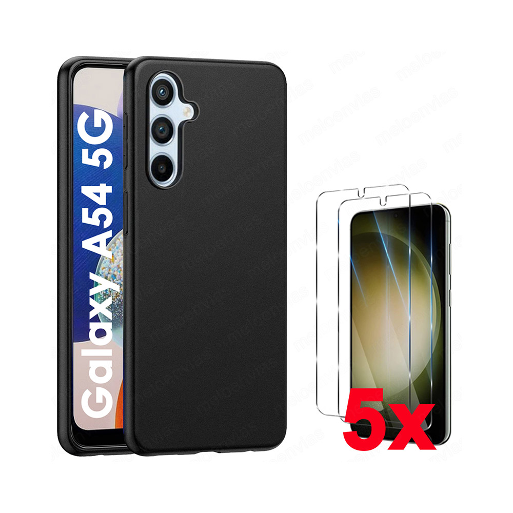 Pack funda + 5 protectores de pantalla de cristal templado para Samsung Galaxy A14 5G