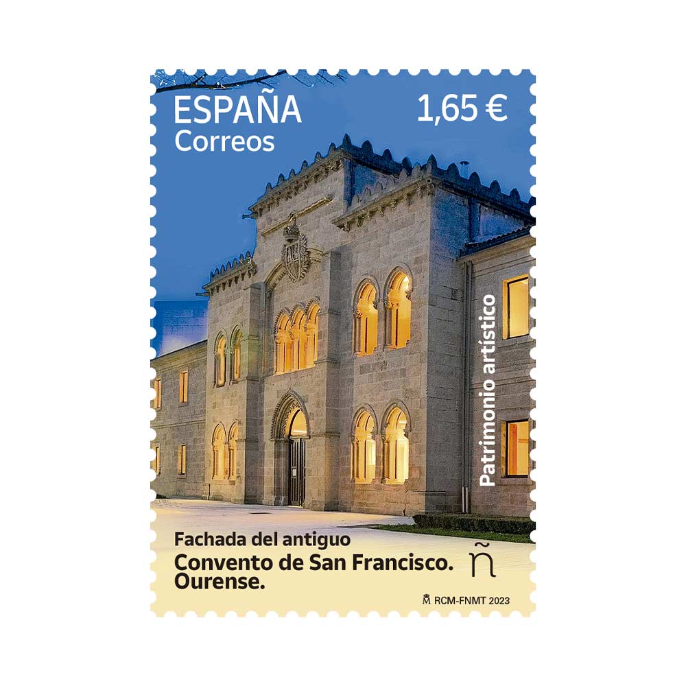 Sello fachada del antiguo Convento de San Francisco. Ourense Correos colección patrimonio histórico