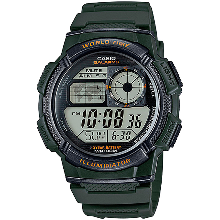 CASIO Casio Collection Ae-1000w-3avcf Reloj De Pulsera Digital Para Hombre Color Verde
