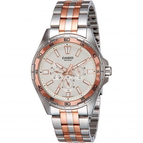 CASIO Casio  Mtd-300rg-7avdf Reloj De Pulsera Analógico Para Hombre Color Plateado