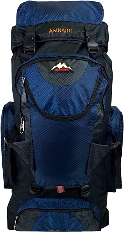 Ded Mochila de Senderismo 76L Impermeable Negro con Azul DED