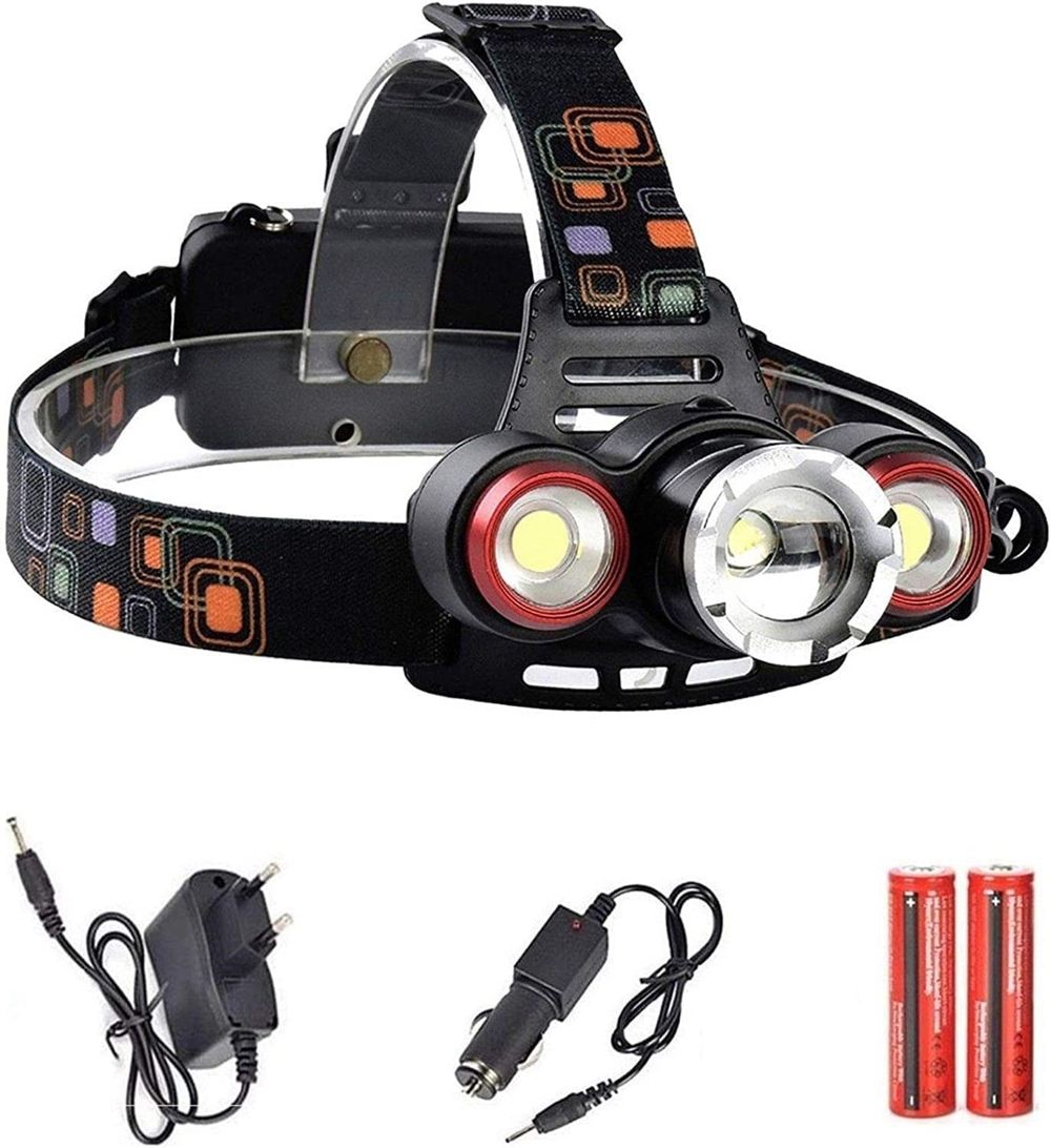 S&N Linterna Frontal Recargable De luz LED ML T6 + 2X  Impermeable