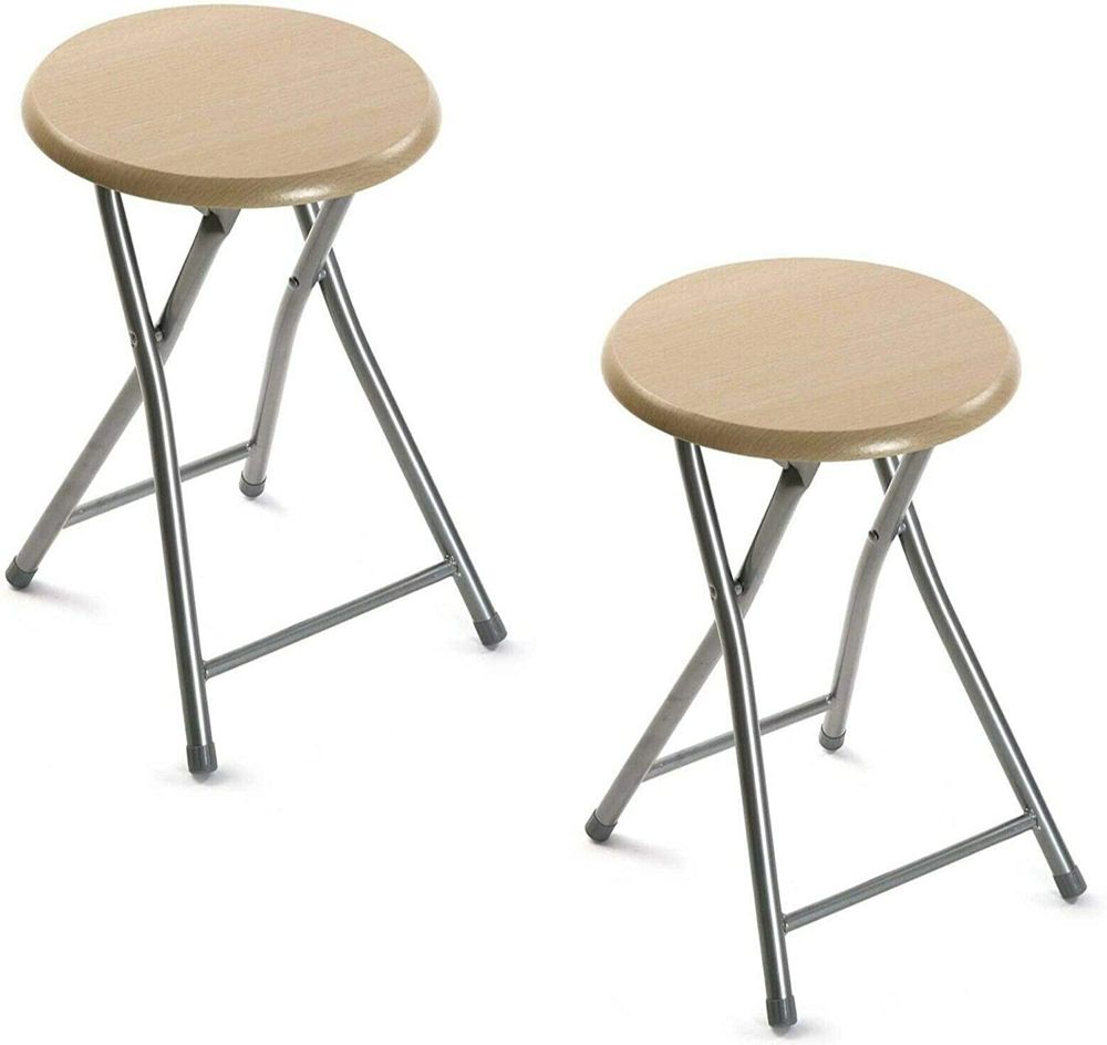Hersig 2X TABURETES Plegable DE Metal con Madera