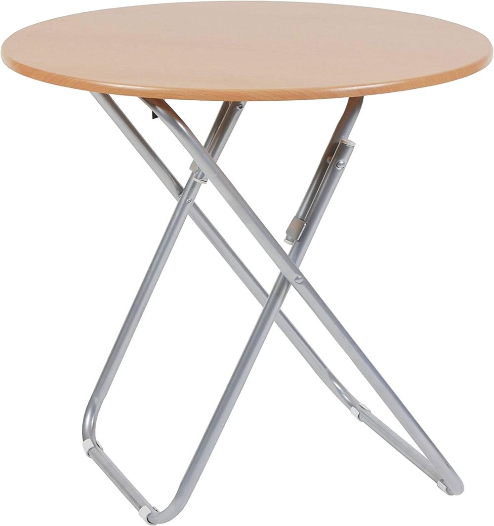 Ded Mesa Redonda Plegable de madera y metal Tamaño 70x70cm