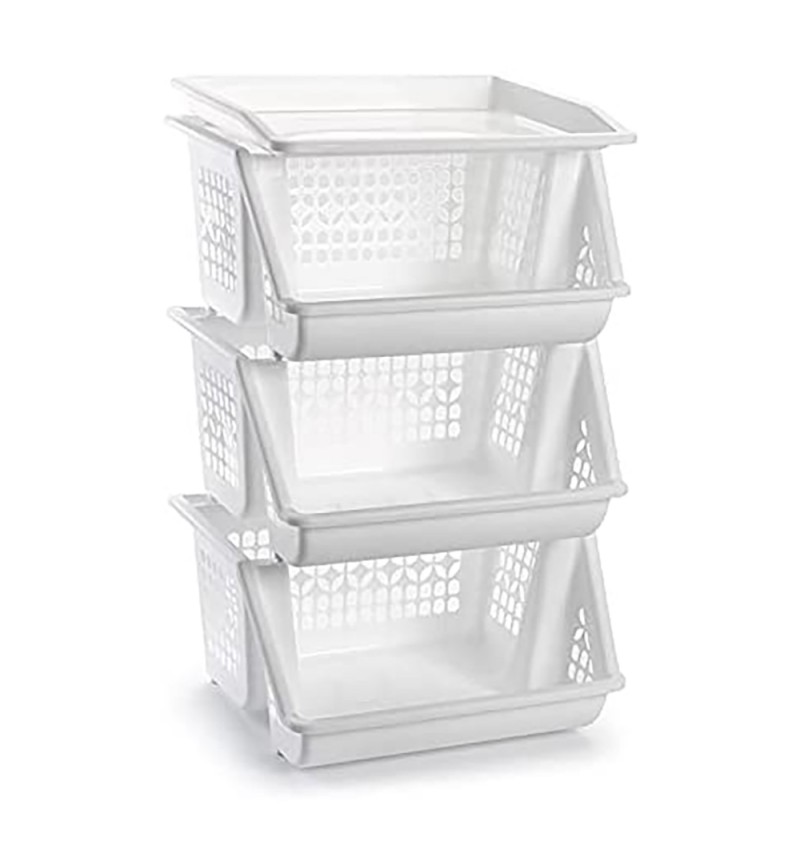 PlasticForte Carrito verdulero de 3 alturas blanco B/S