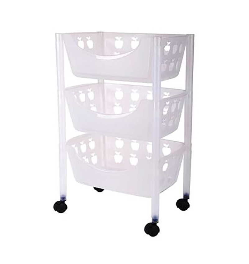 PlasticForte Carrito verdulero de 3 alturas blanco con ruedas