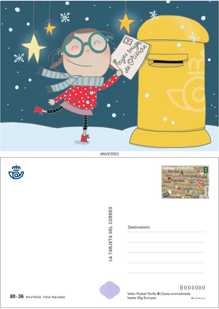 Tarjeta prefranqueada Navidad 2019 Correos