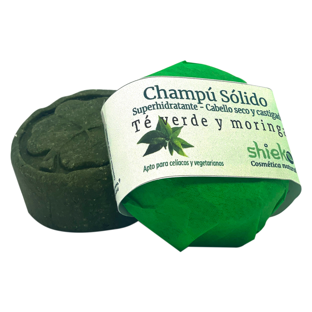 Champú sólido cabellos secos y castigados – Con té verde y moringa
