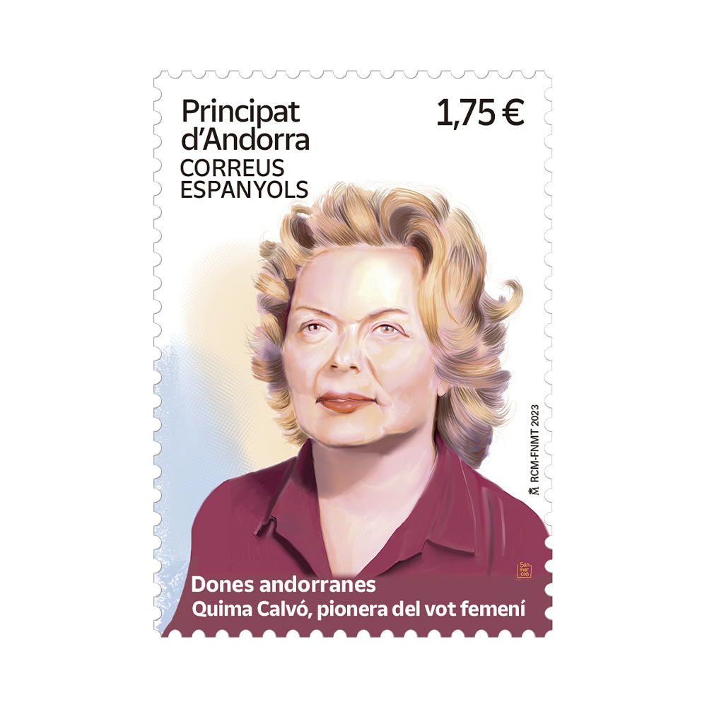 Sello Dones andorranes. Quima Calvó, pionera del vot femení Correos