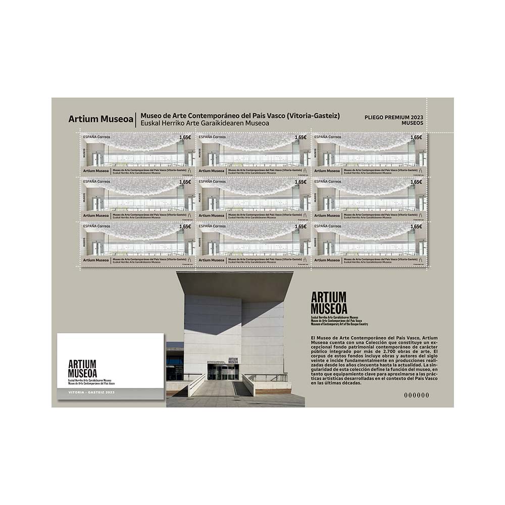 Pliego premium Museos. Artium Museoa. Museo de arte contemporáneo del País Vasco. Vitoria Correos