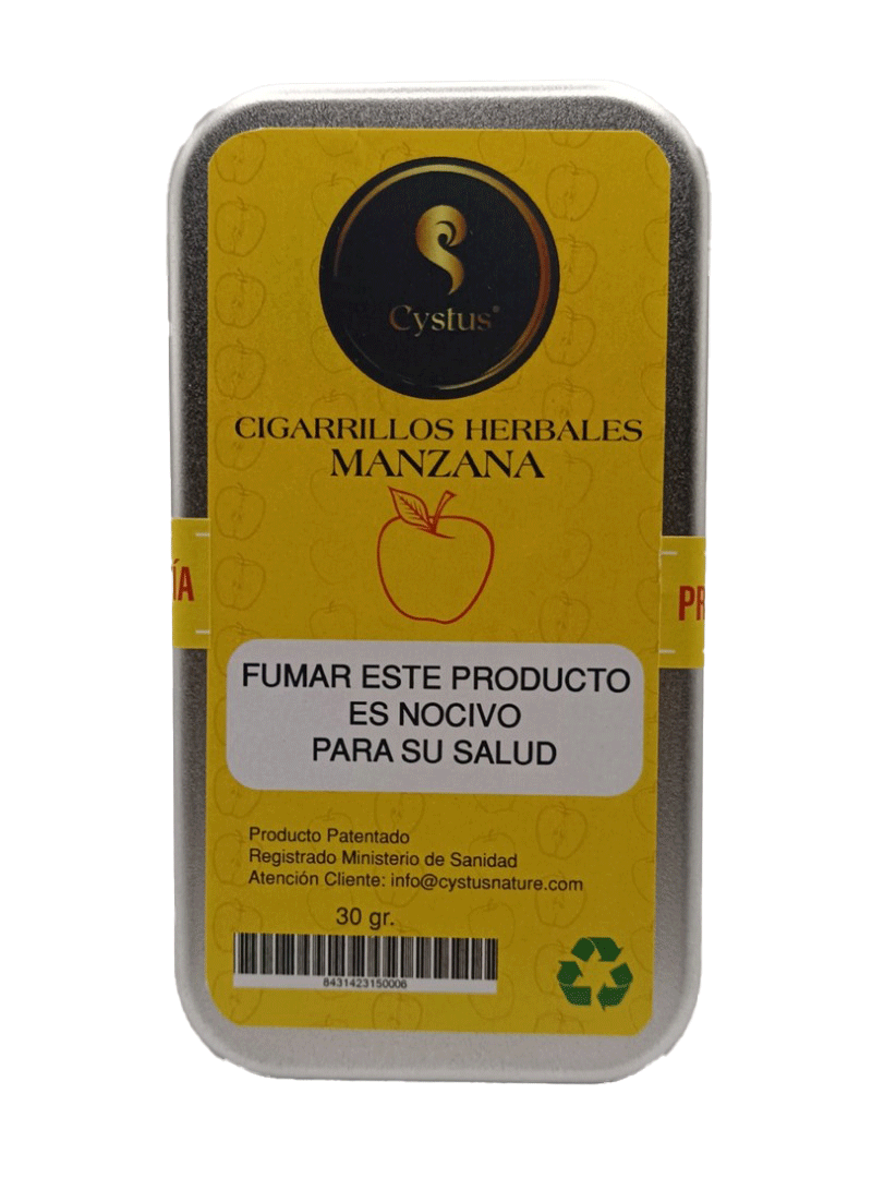 Cystus Pack 2 latas de picadura premium edition para liar cigarrillos herbales sabor manzana