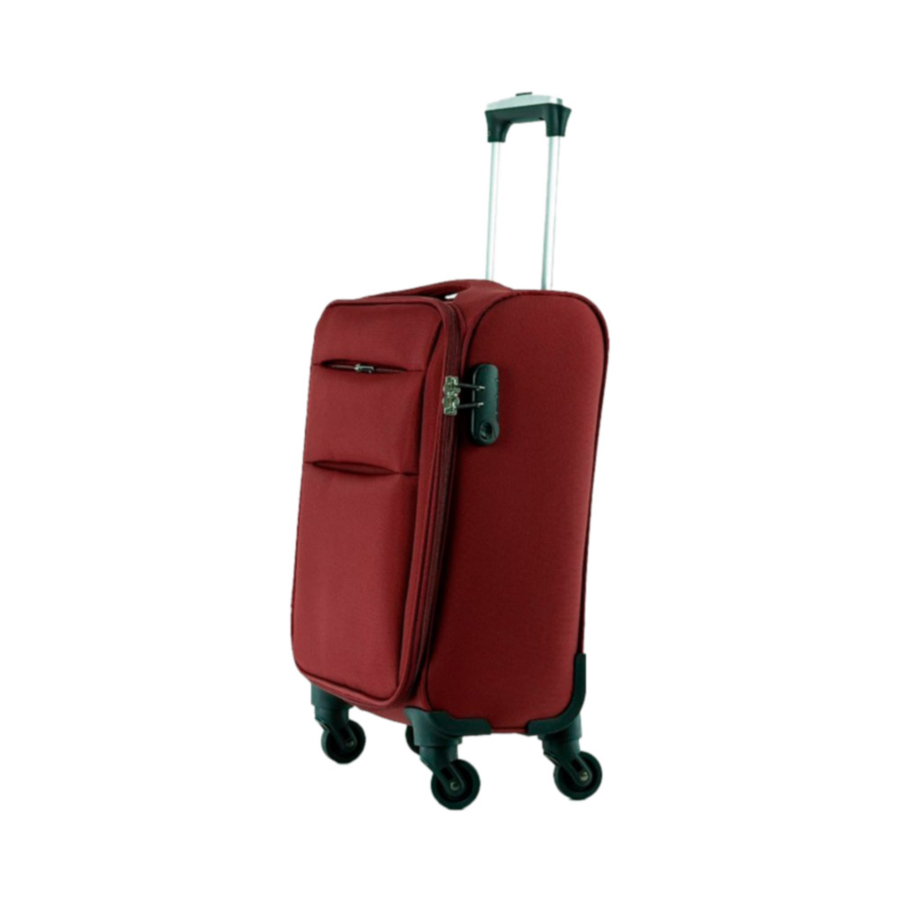 Maleta de Tela con 4 Ruedas giratorias 360º Granate