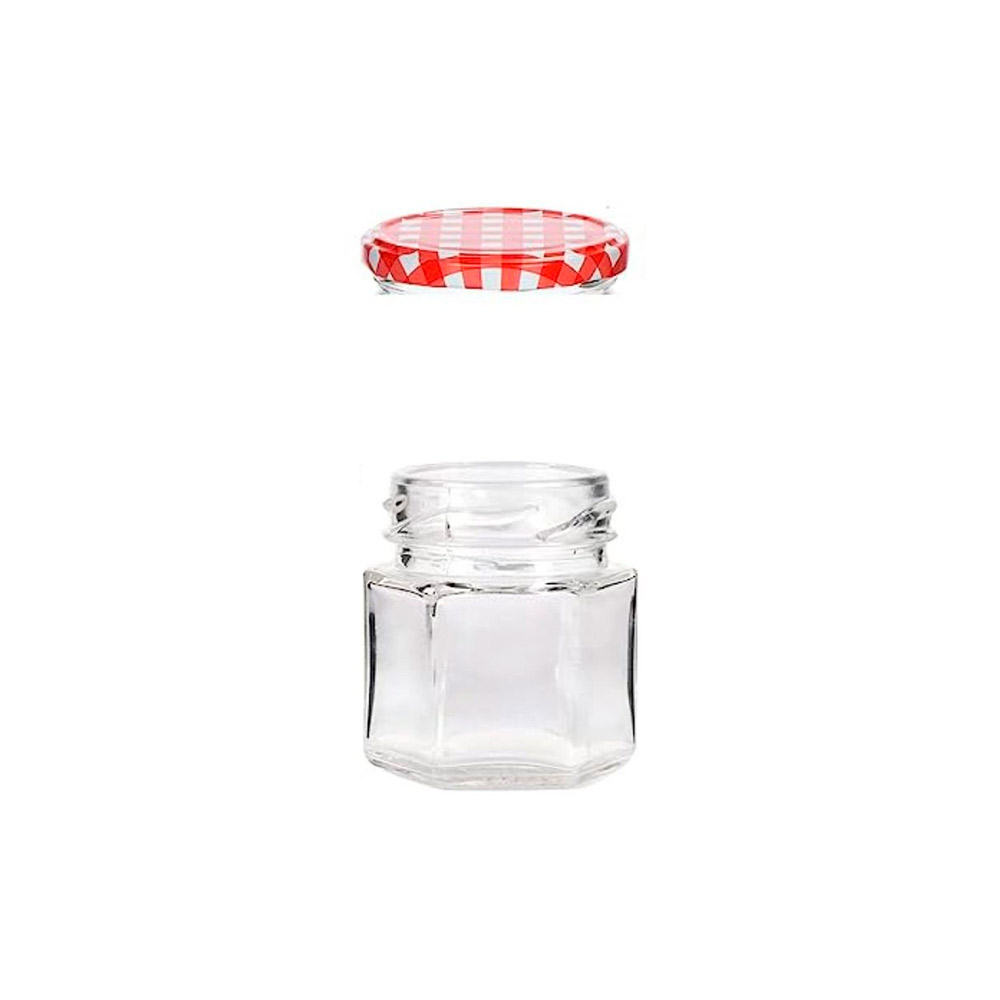 Awiku Tarros Pequeños de Cristal Hexagonales con Tapa Hermética de 45 ml.