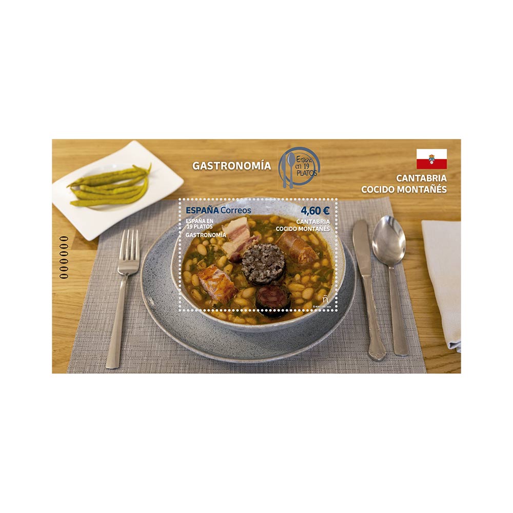 Sello Cocido montañés. Cantabria | España en 19 Platos 2021 Correos