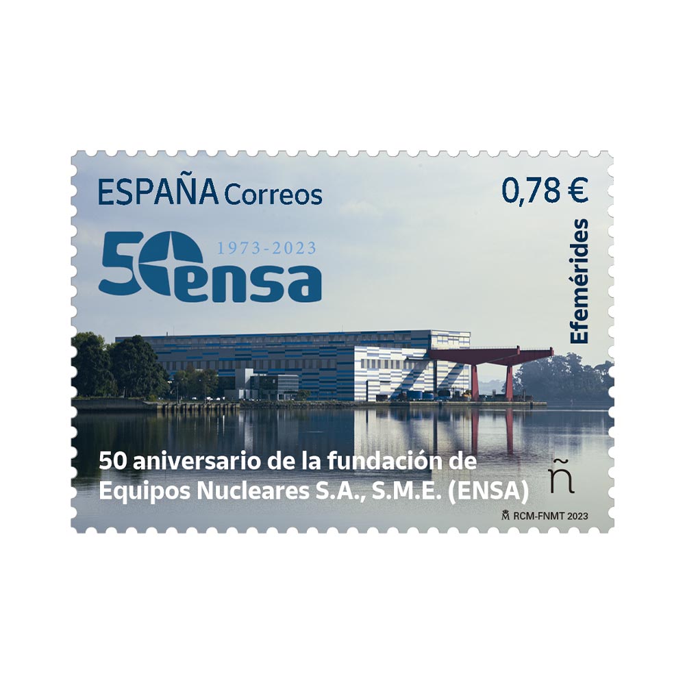 Efemérides. Sello 50 aniversario de la fundación de Equipos Nucleares S.A. Correos