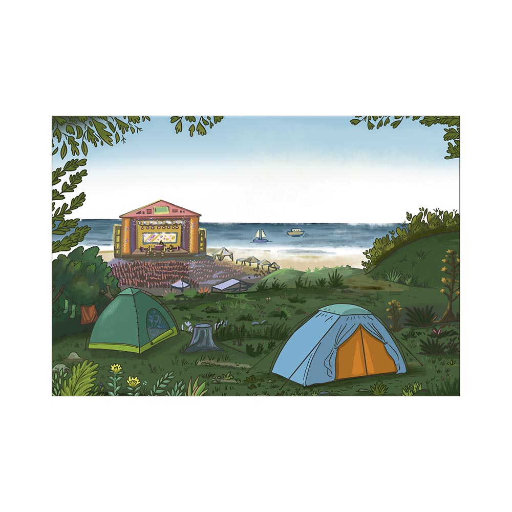 Reverso tarjeta postal prefranqueada Euromed 2023 | Festivales del Mediterráneo Correos