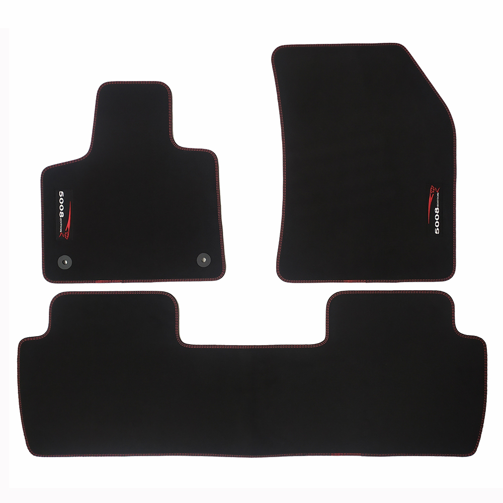 Car Lux Conjunto alfombrillas en moqueta con logo a medida para Peugeot 5008 II a partir de 2017