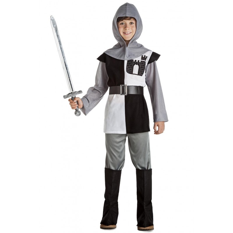  Disfraz Caballero Medieval Blanco y Negro Infantil.